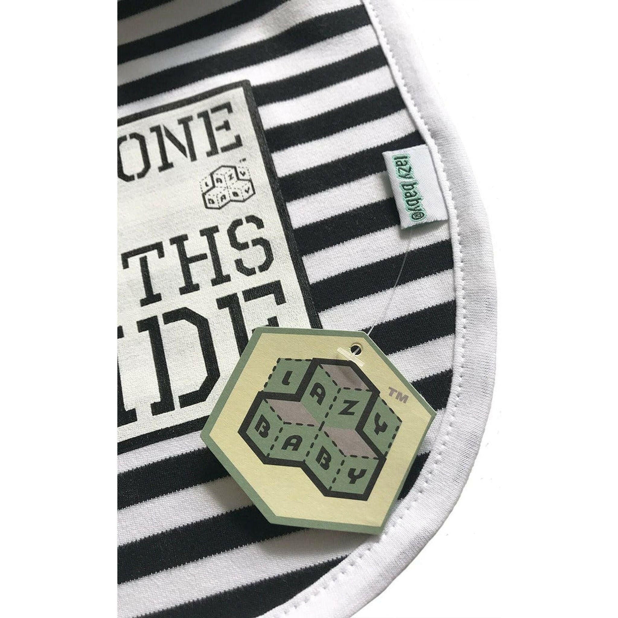 Newborn Striped Black & White Bib Just Done 9 Months Inside®.