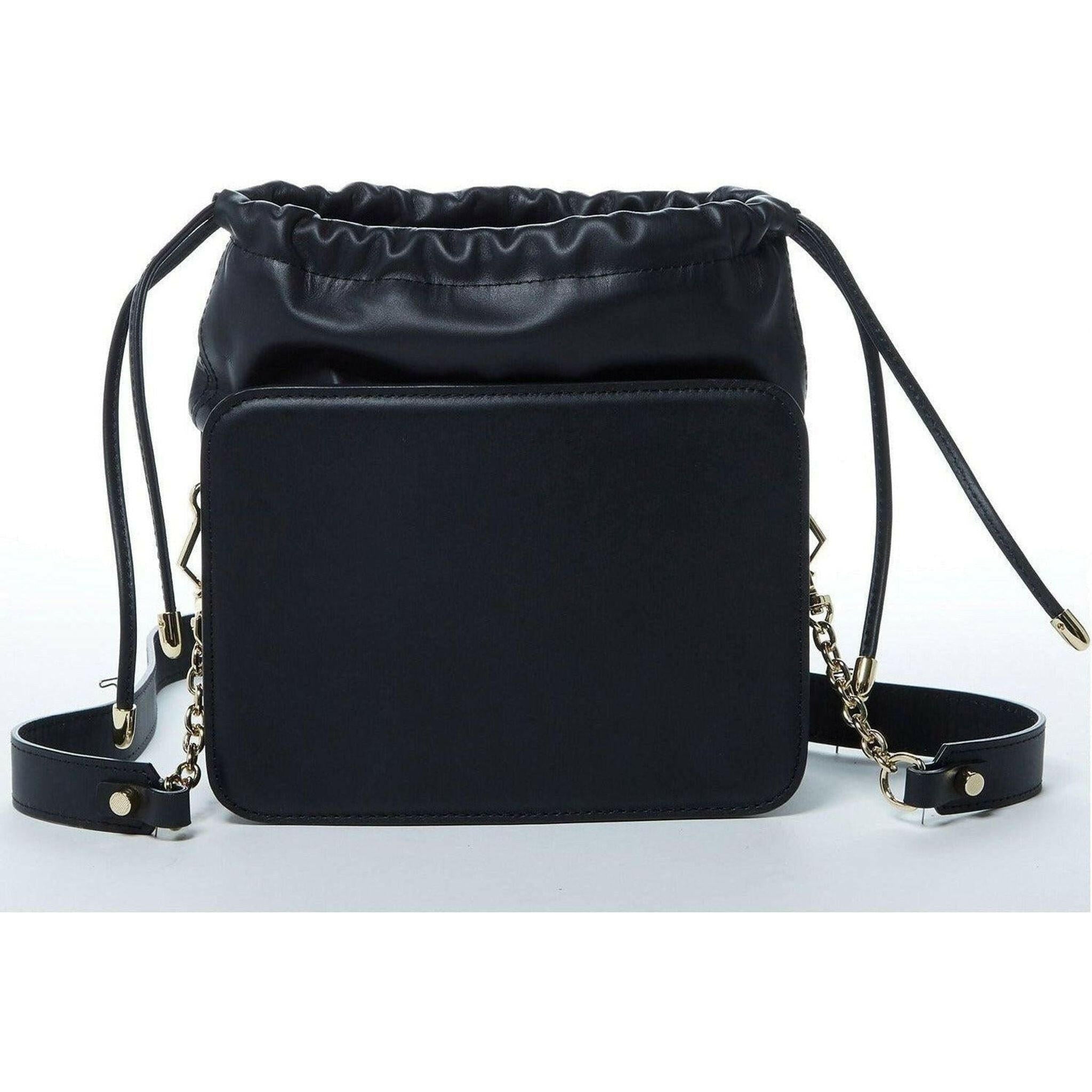 Patricia Leather Purse Drawstring in Black.