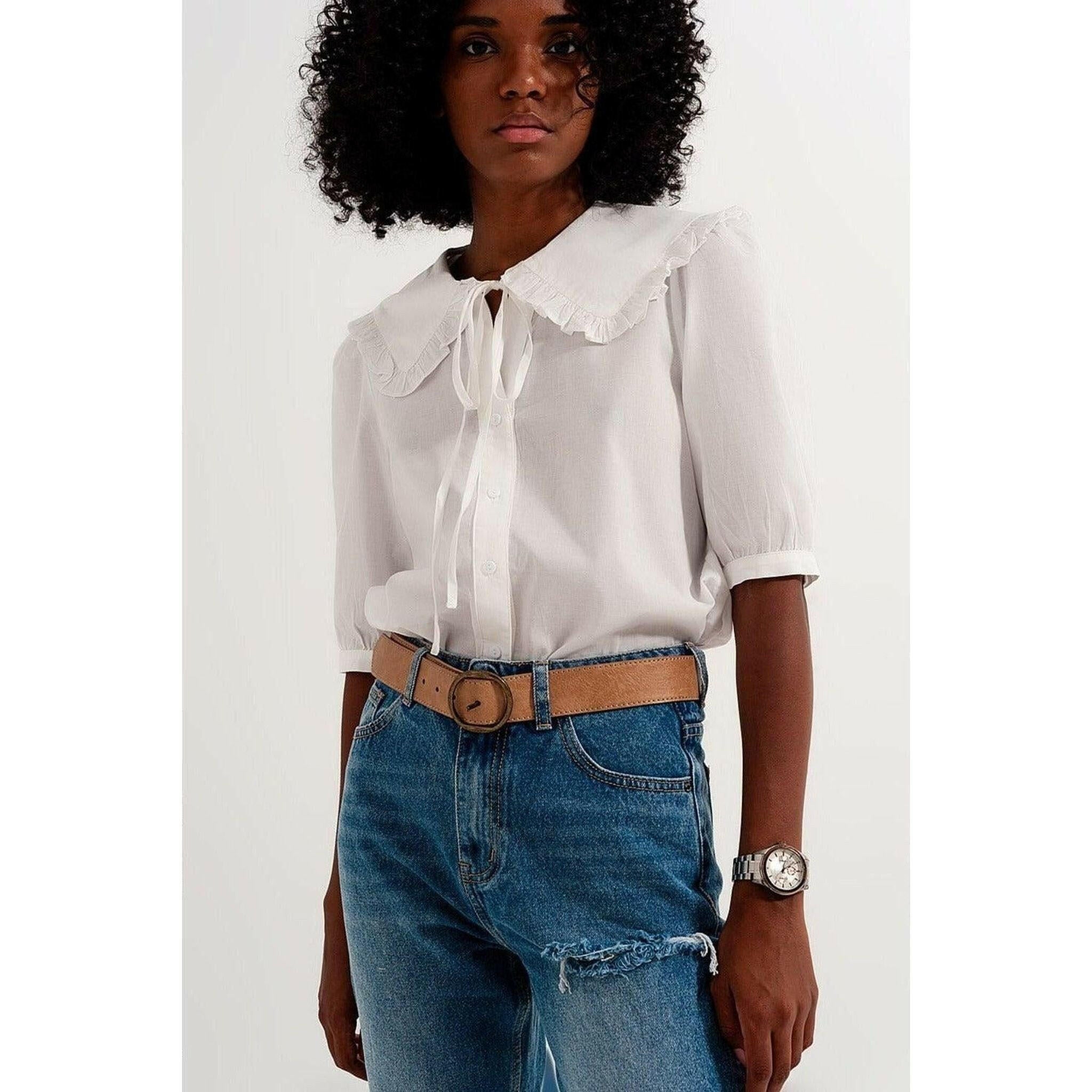 Prairie Collar Blouse in White.