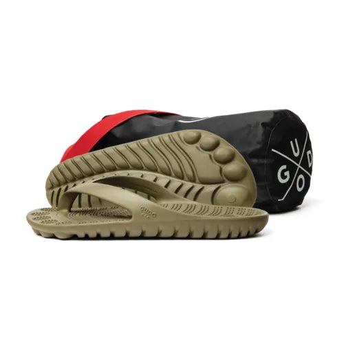 SEAWEED GREEN FLIP FLOPS & DRYBAG BY GUDO.