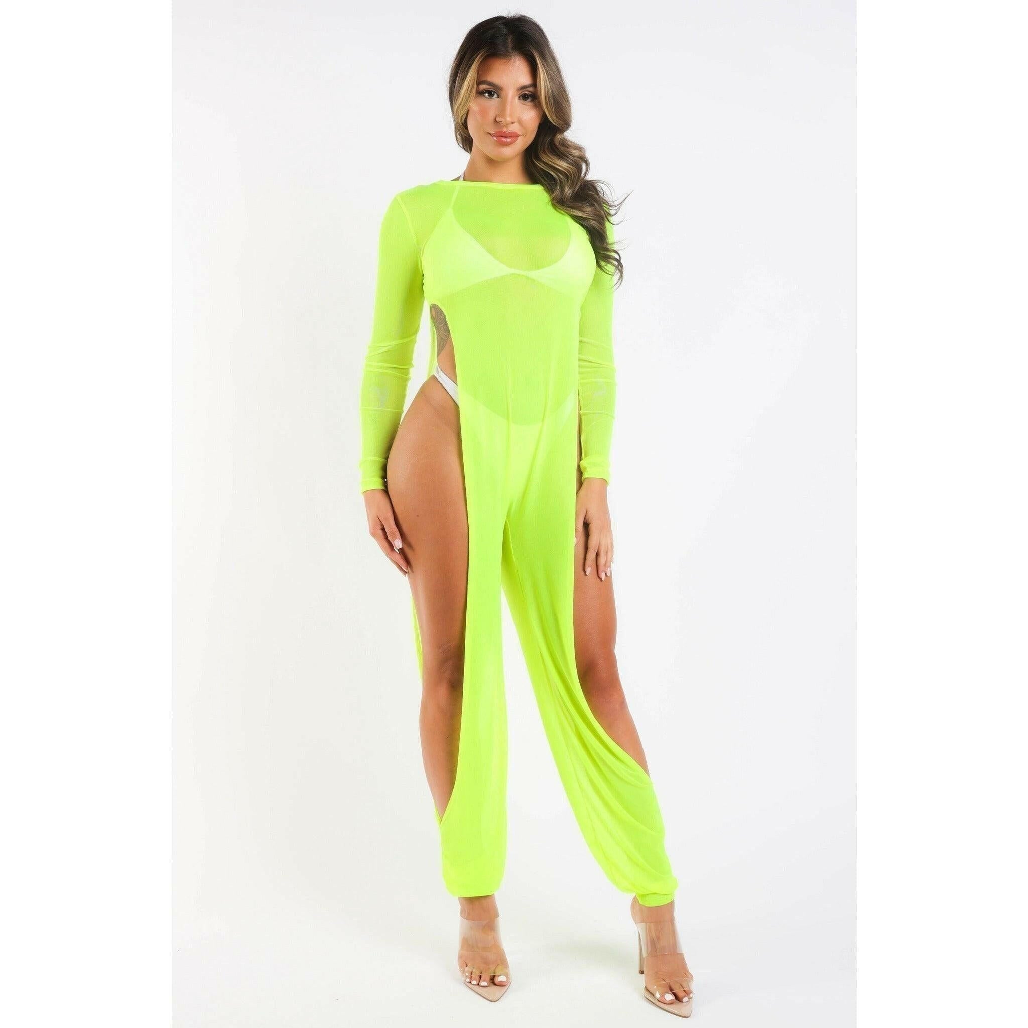 Sexy Mesh Cover Up Swim Jumpsuit.