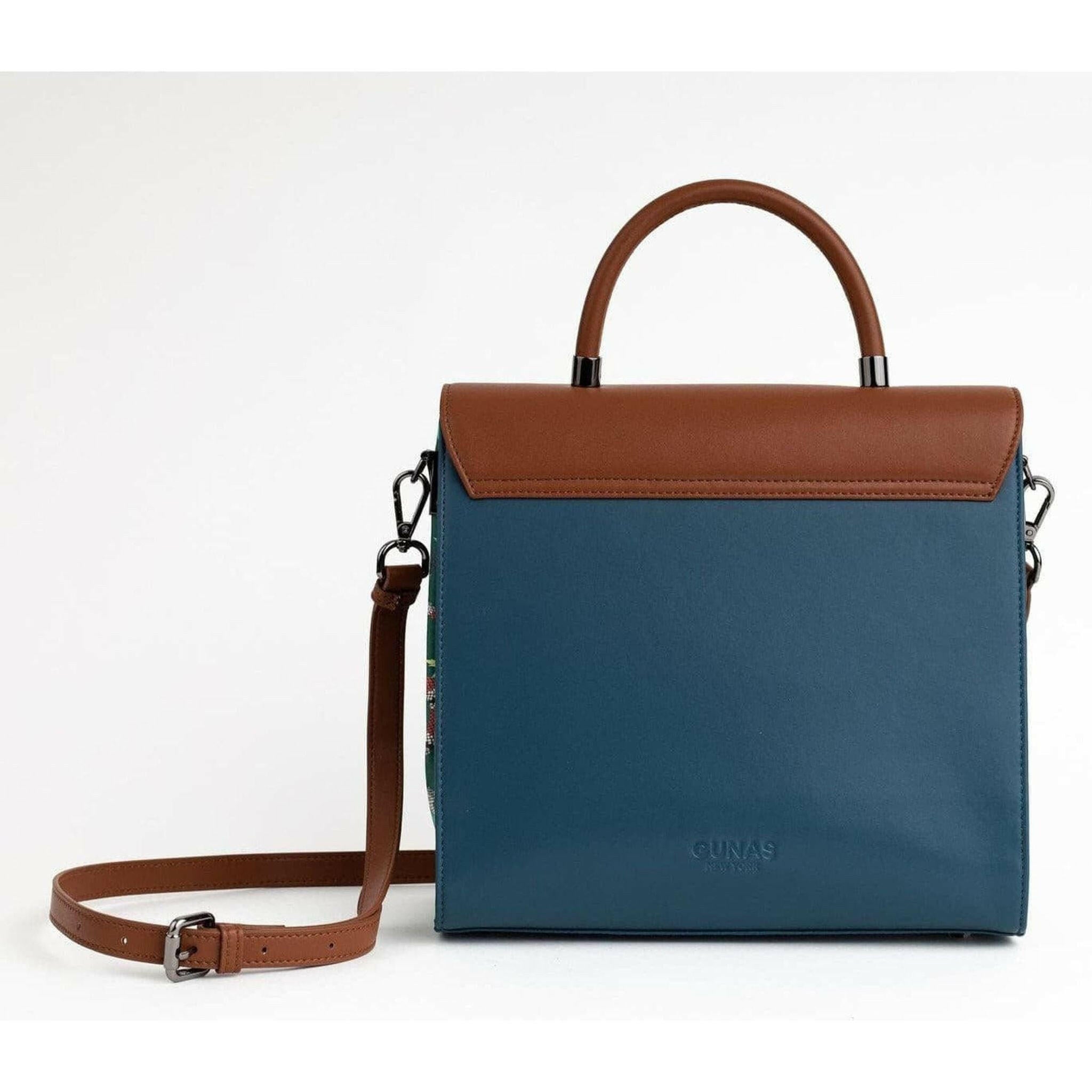 SIMONE - Blue Print Vegan Leather Handbag.
