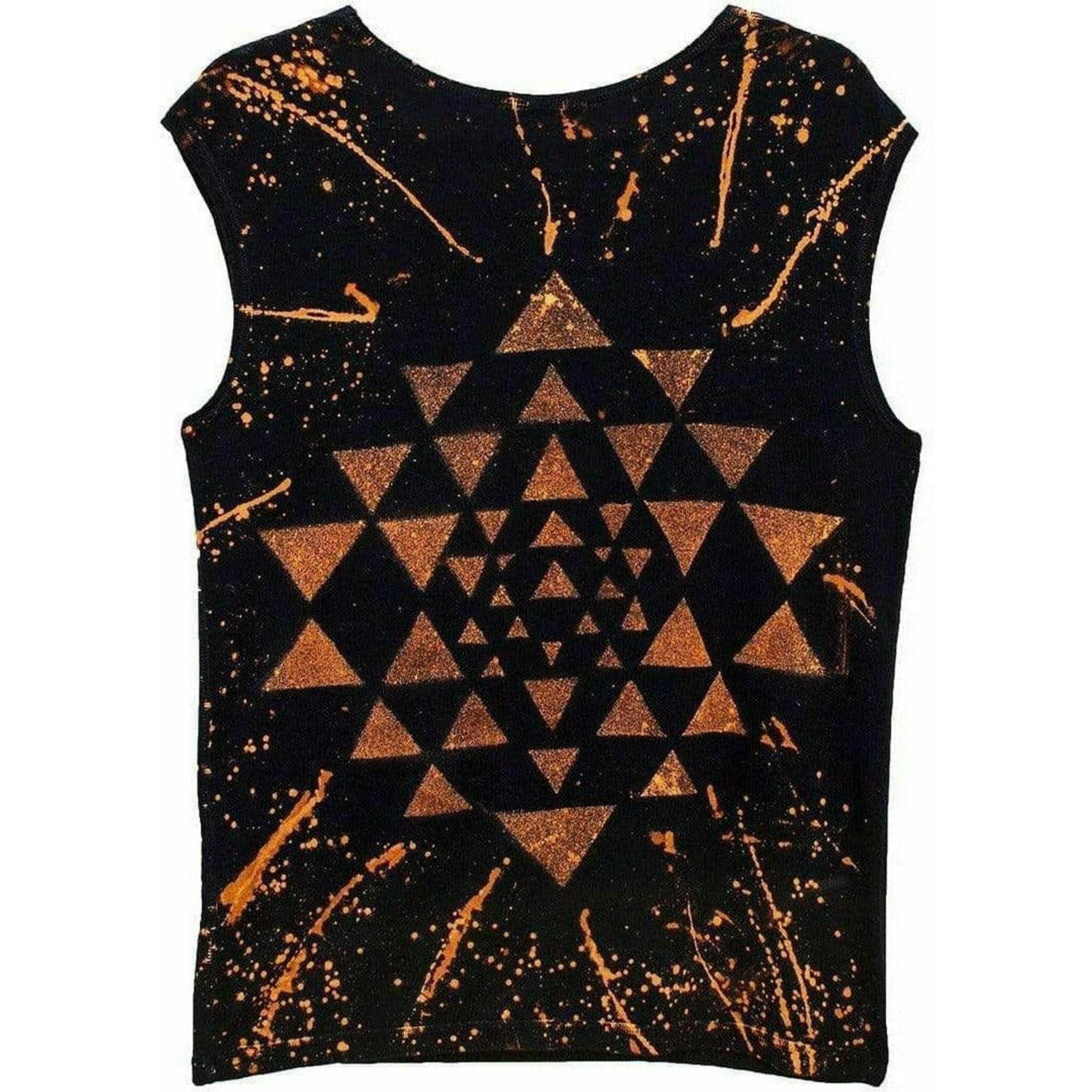 Star Yantra Yoga Tee Black with Gold.