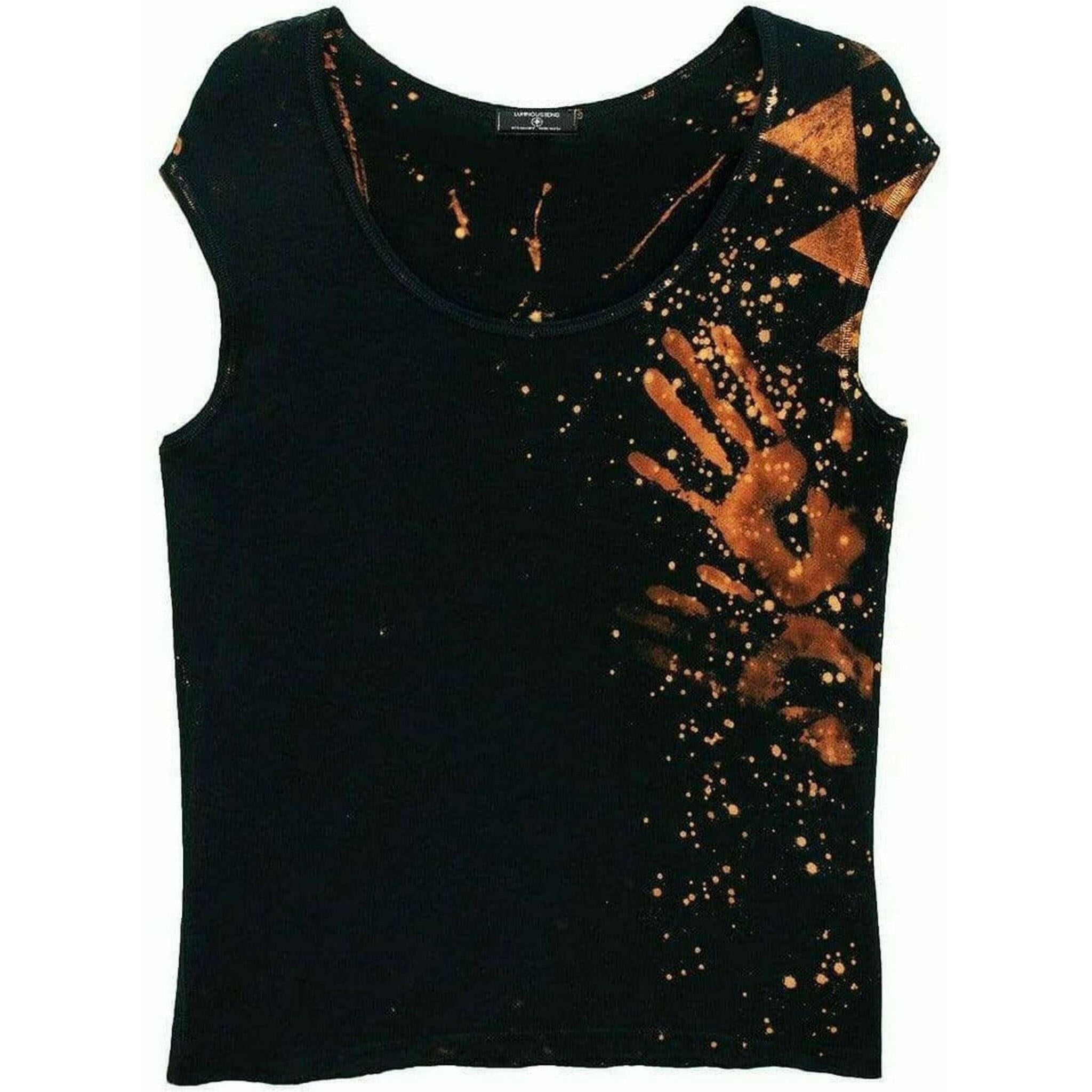 Star Yantra Yoga Tee Black with Gold.