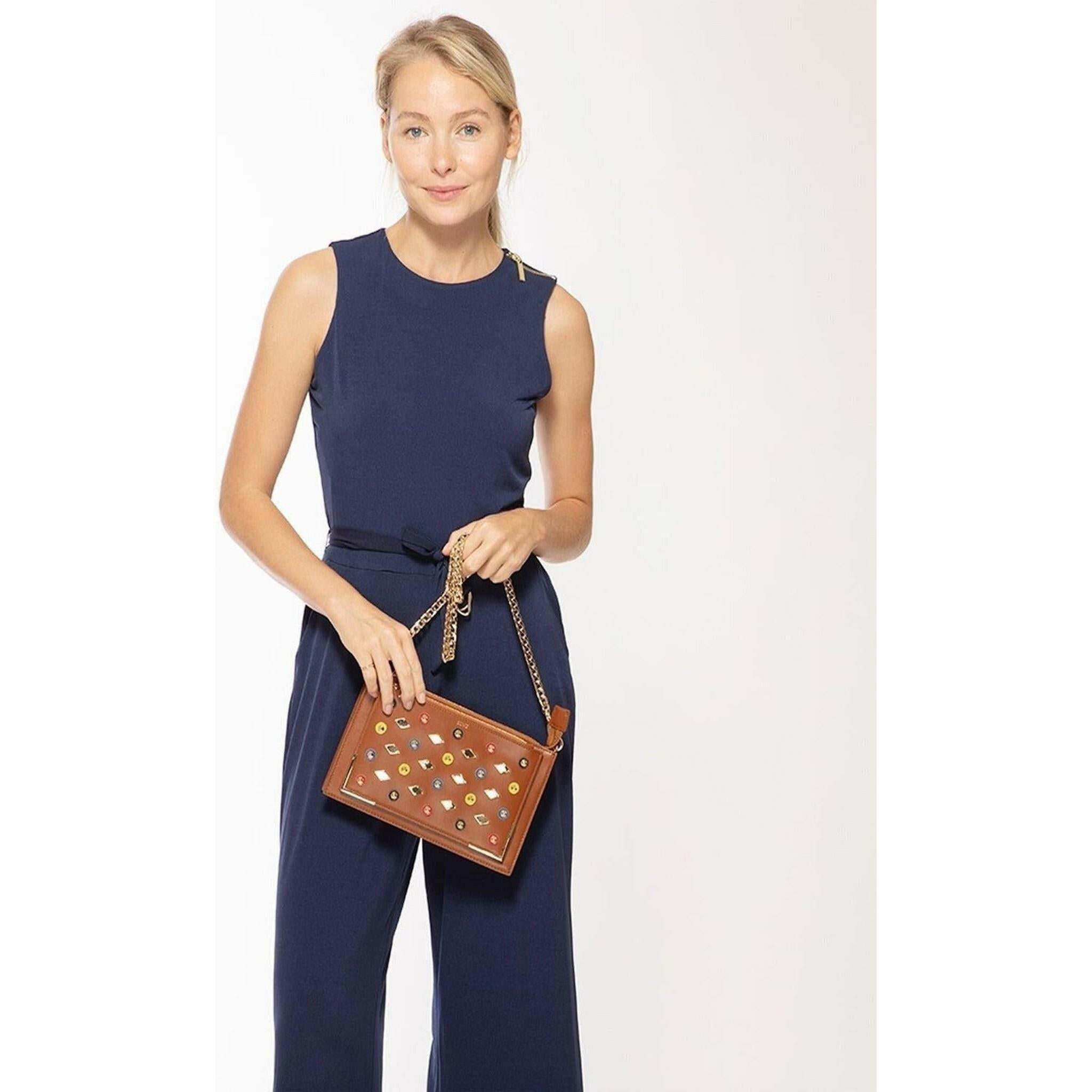 Studded Crossbody Brown Clutch.