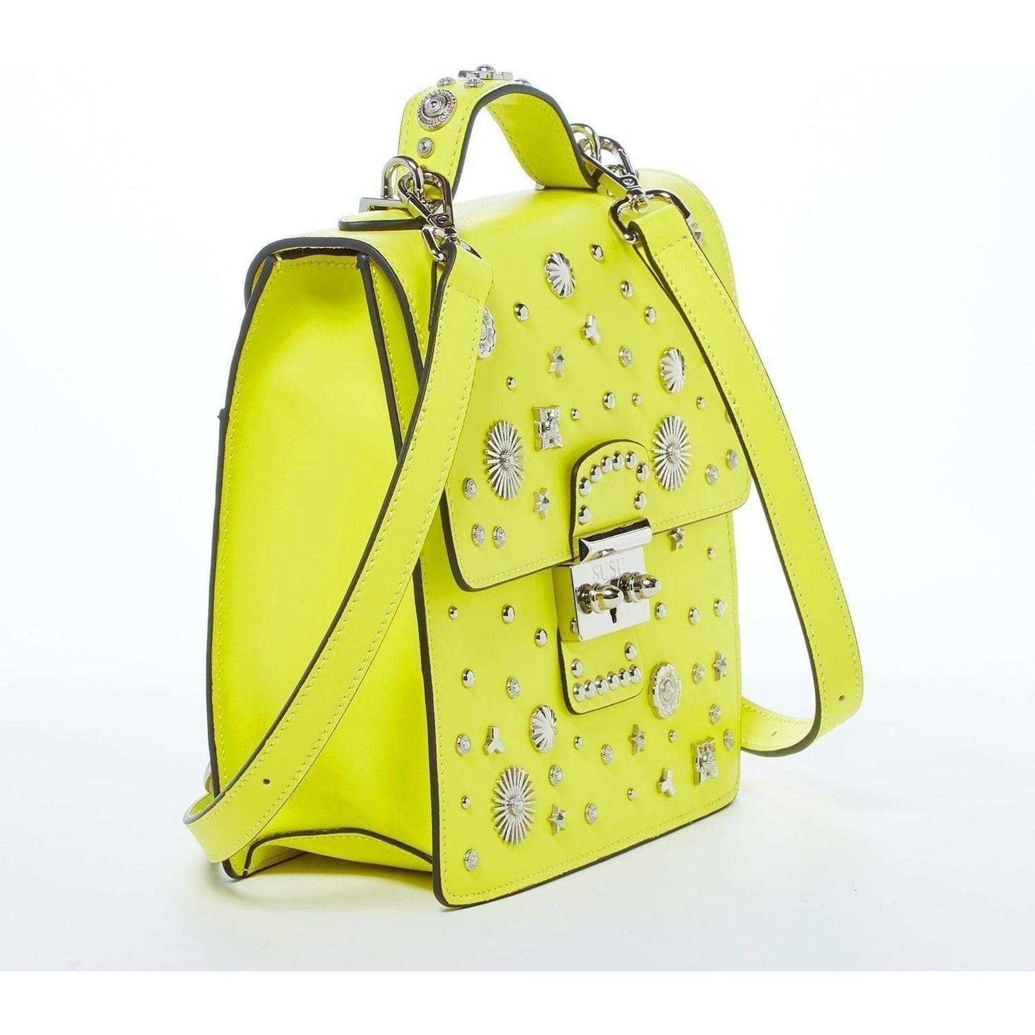 The Hollywood Backpack Purse Leather in Yellow.