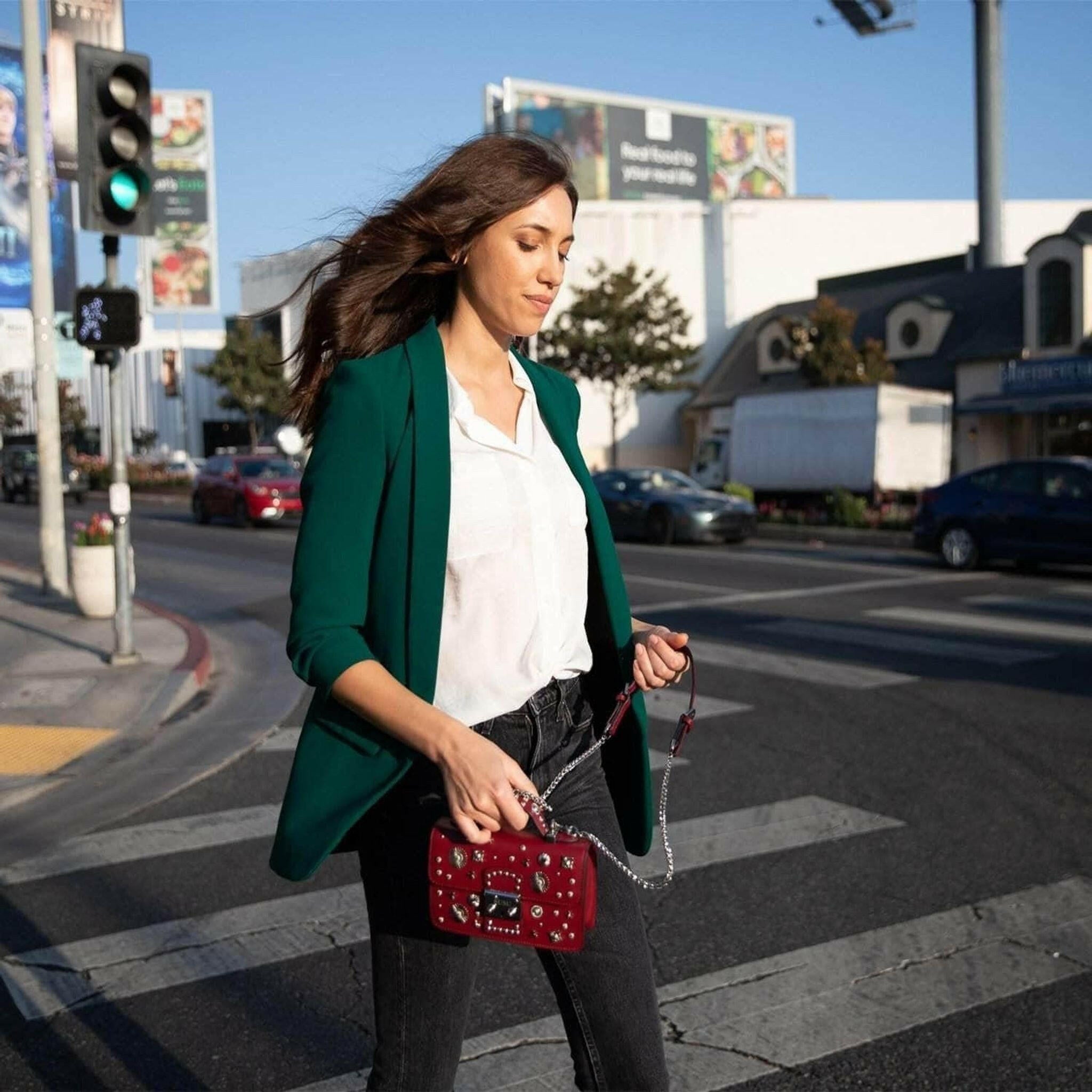 The Hollywood Leather Crossbody Bag in Burgundy.