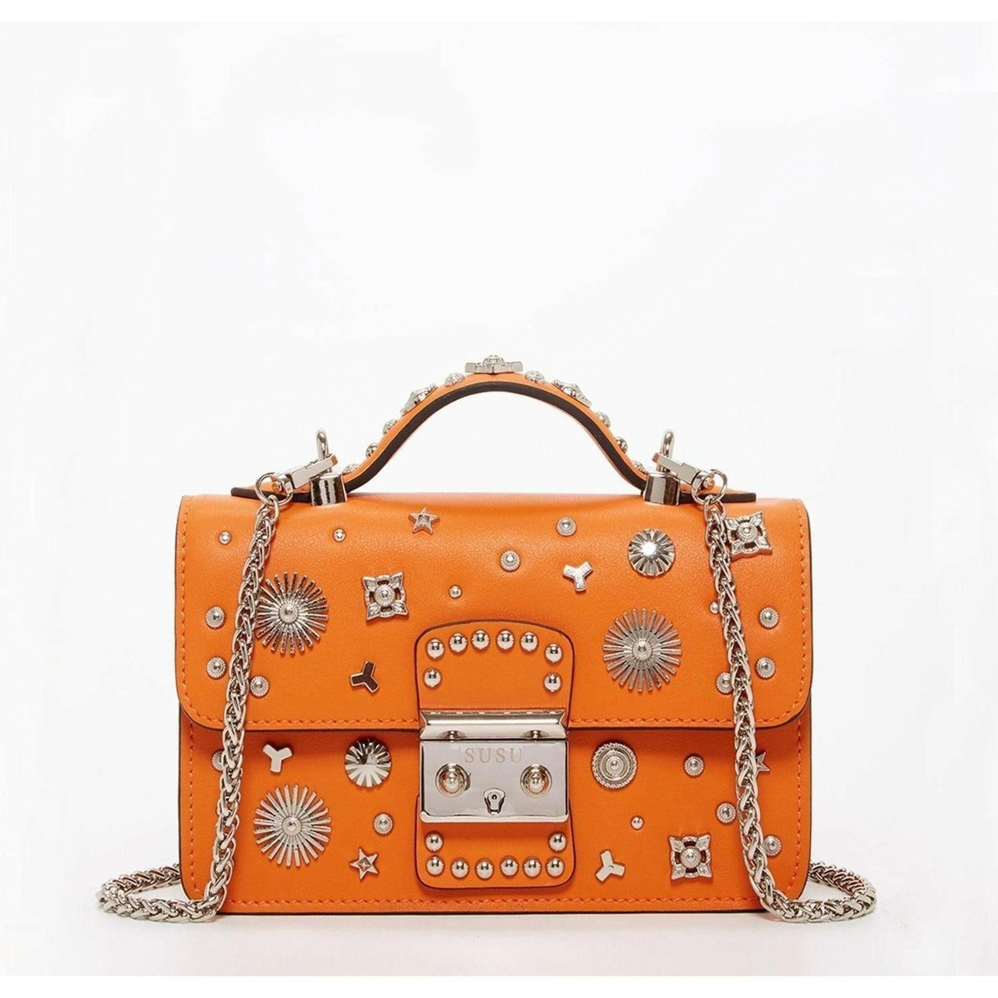 The Hollywood Leather Crossbody Bag in Orange.