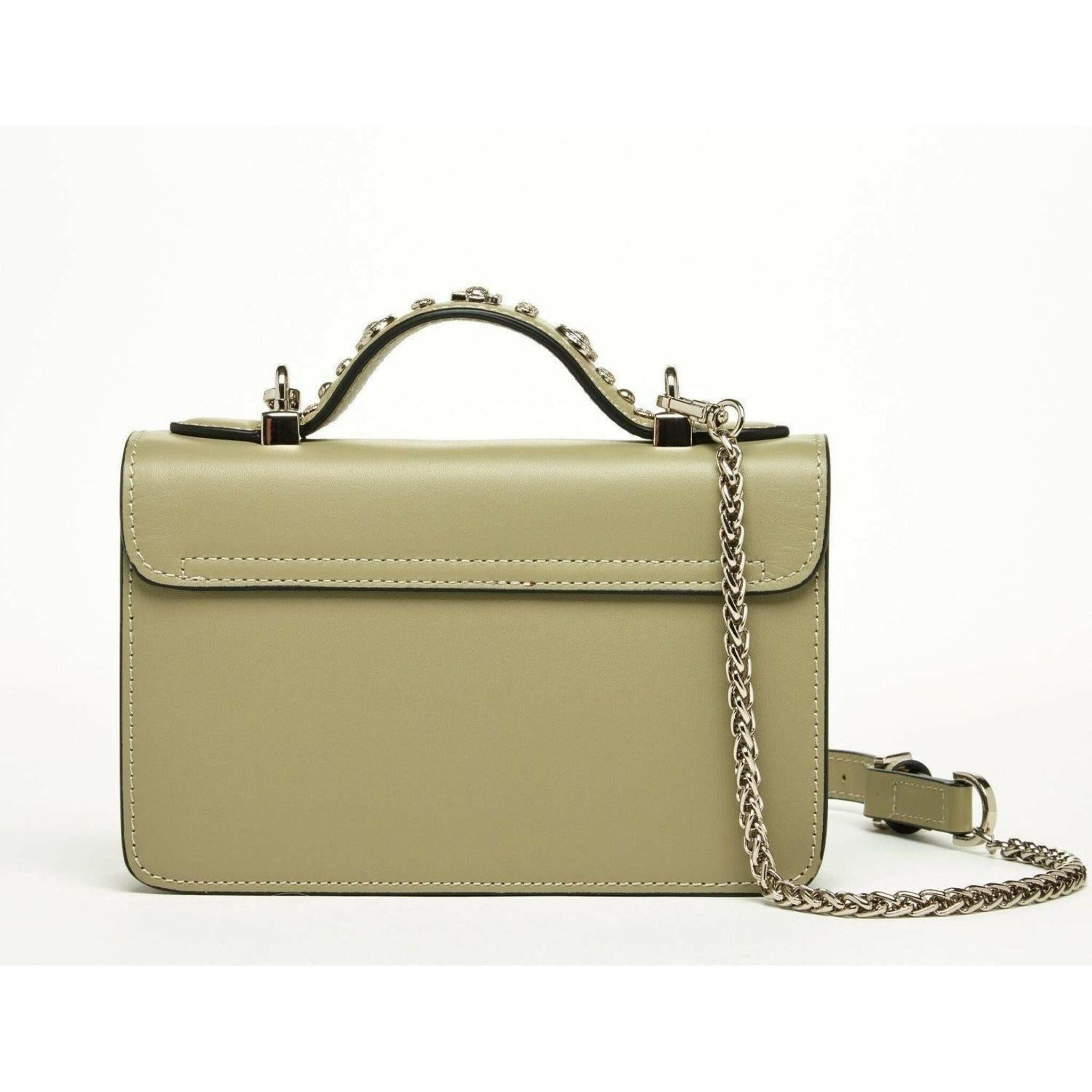 The Hollywood Leather Crossbody Bag in Sage Green.