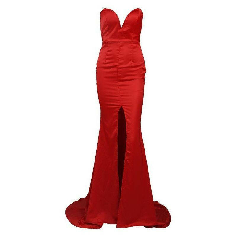 Strapless Red Evening Gown.
