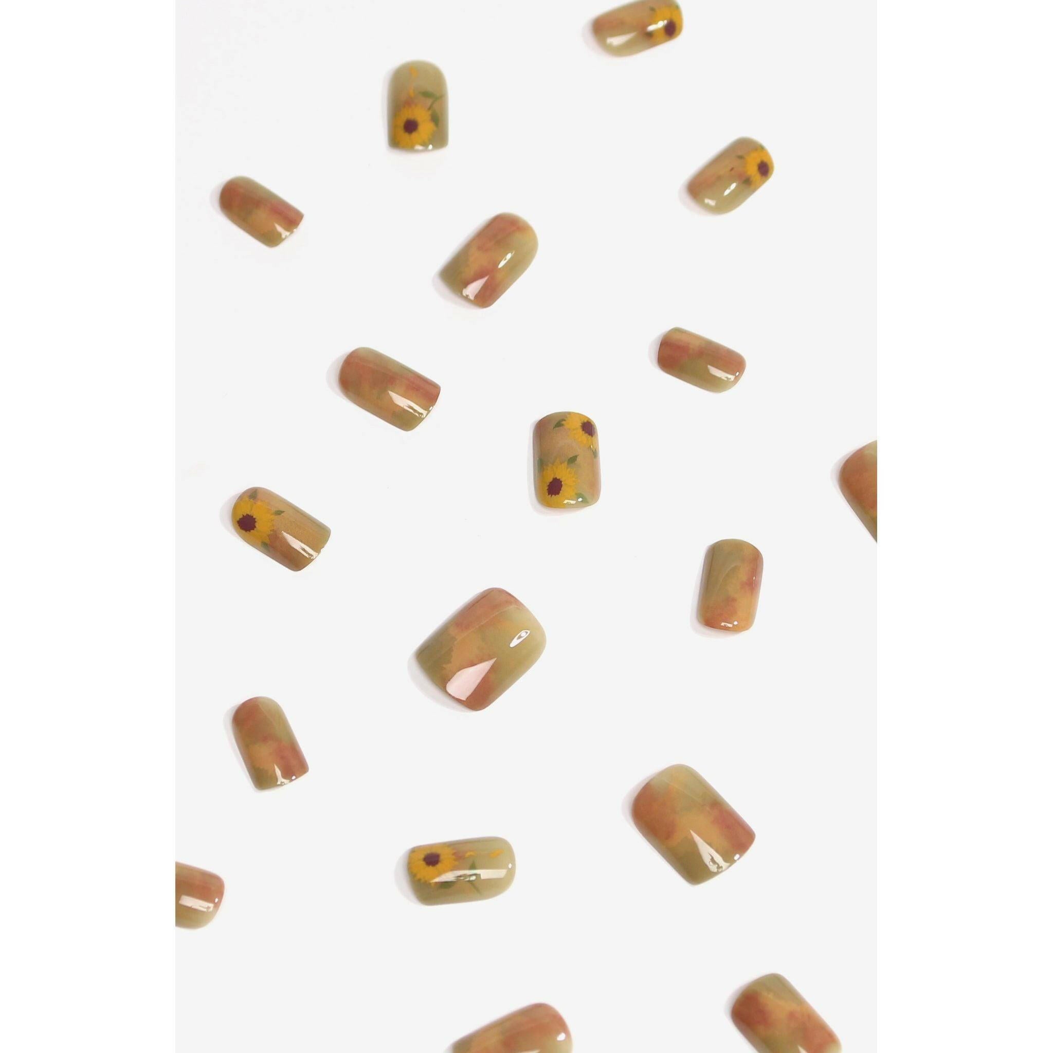 Sunflower Watercolor | Soft & Durable Press-On Nails.