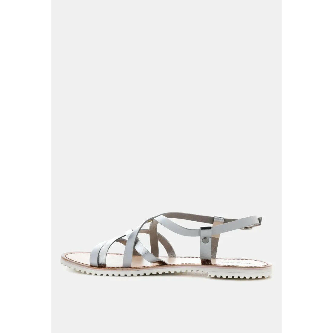 June Strappy Flat Leather Sandals.