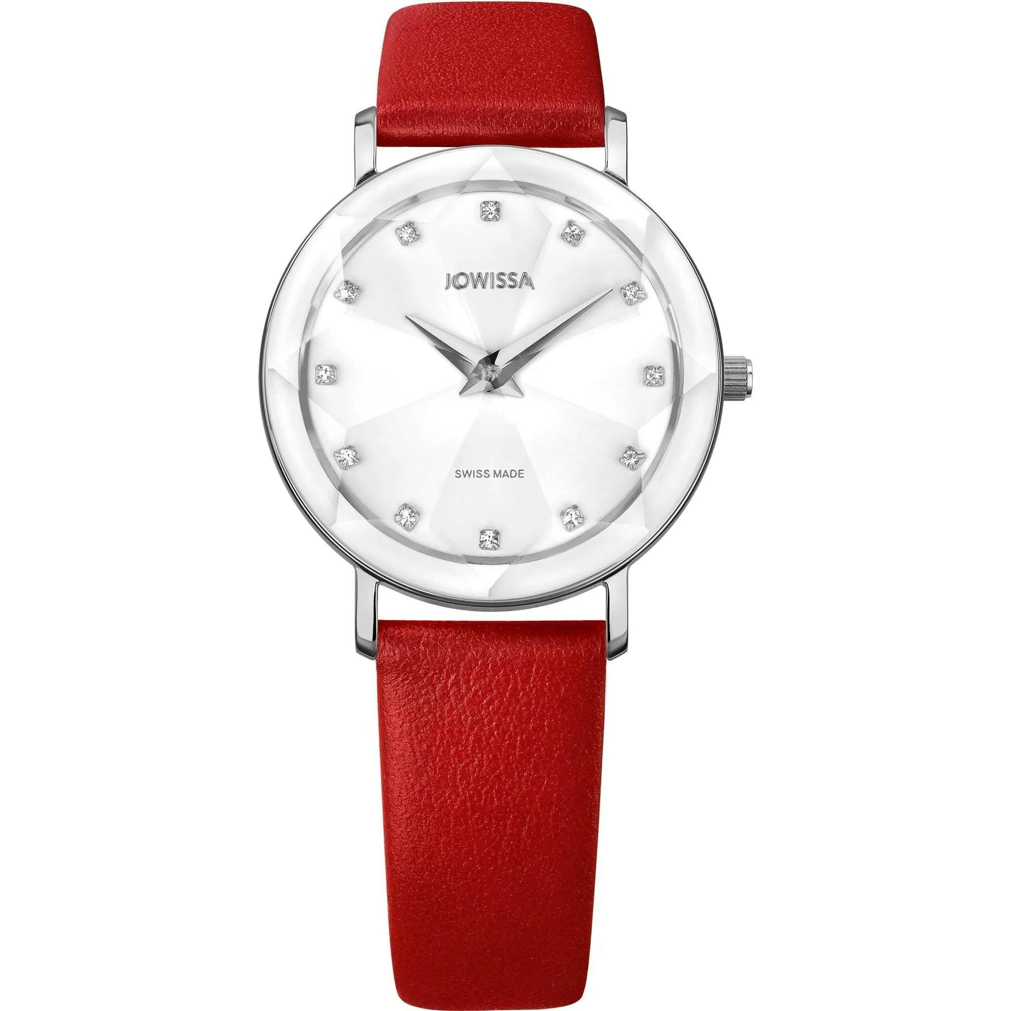 Facet Swiss Ladies Watch Steel White Red Band.