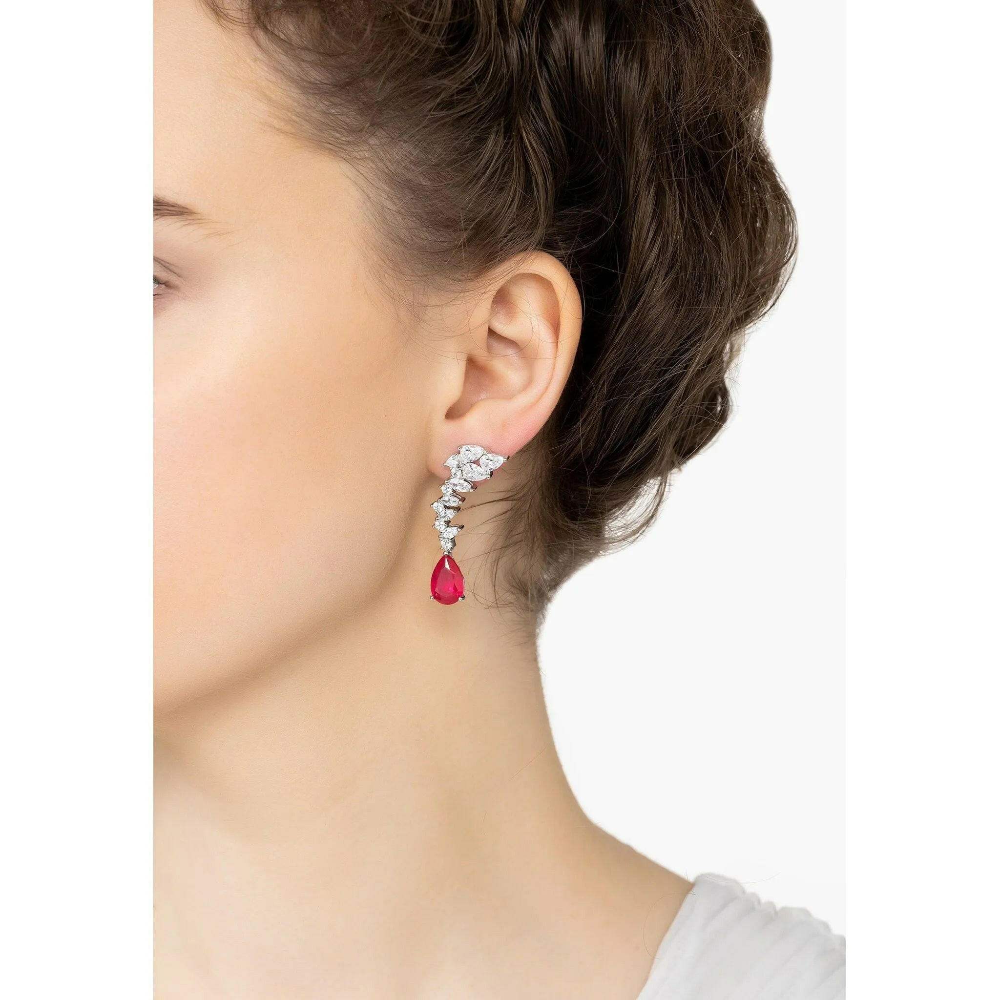 Henriette Teardrop Earrings Pink Tourmaline Silver.