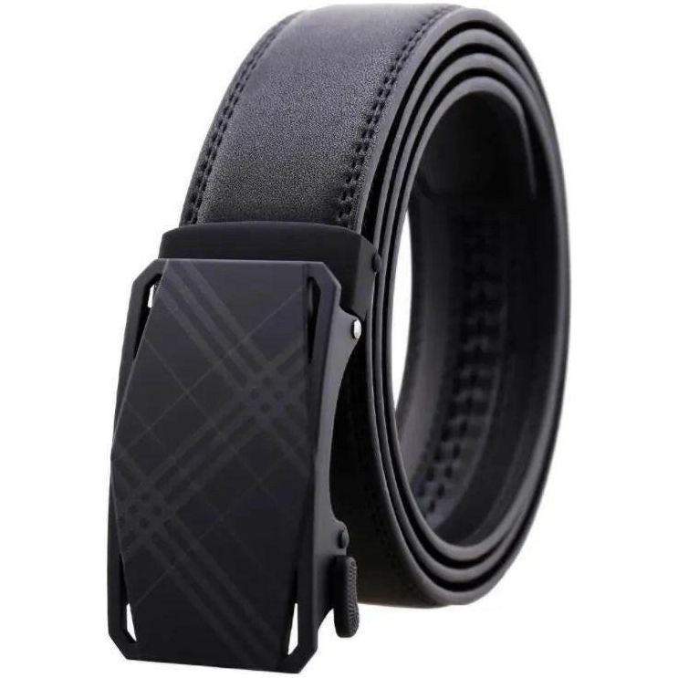 Black Belt Black Textured Buckle Adjustable Ratchet Slide.