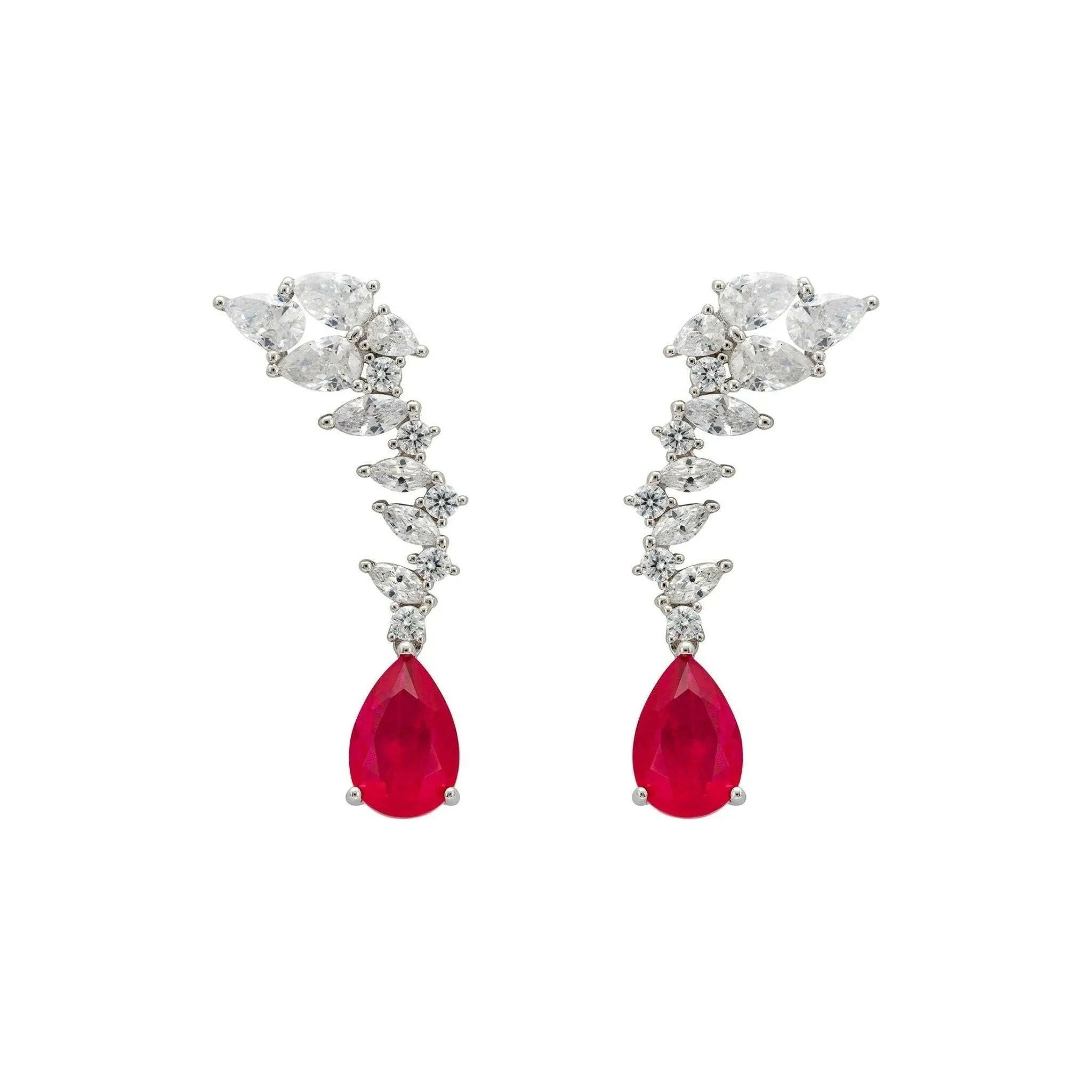 Henriette Teardrop Earrings Pink Tourmaline Silver.