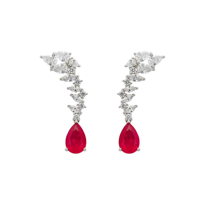 Henriette Teardrop Earrings Pink Tourmaline Silver.