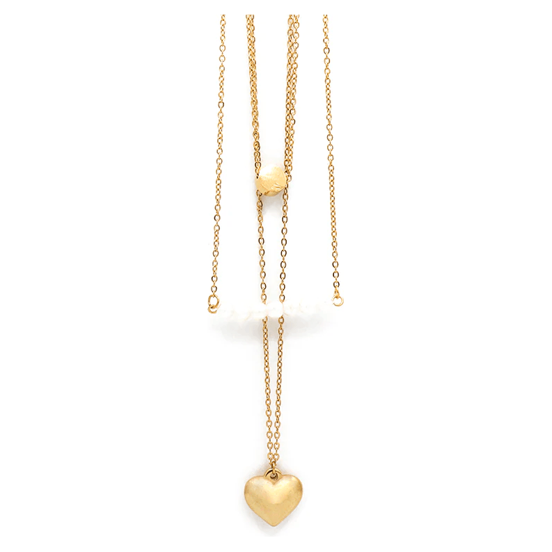 Gold Color Heart-shaped Pendant Necklace.