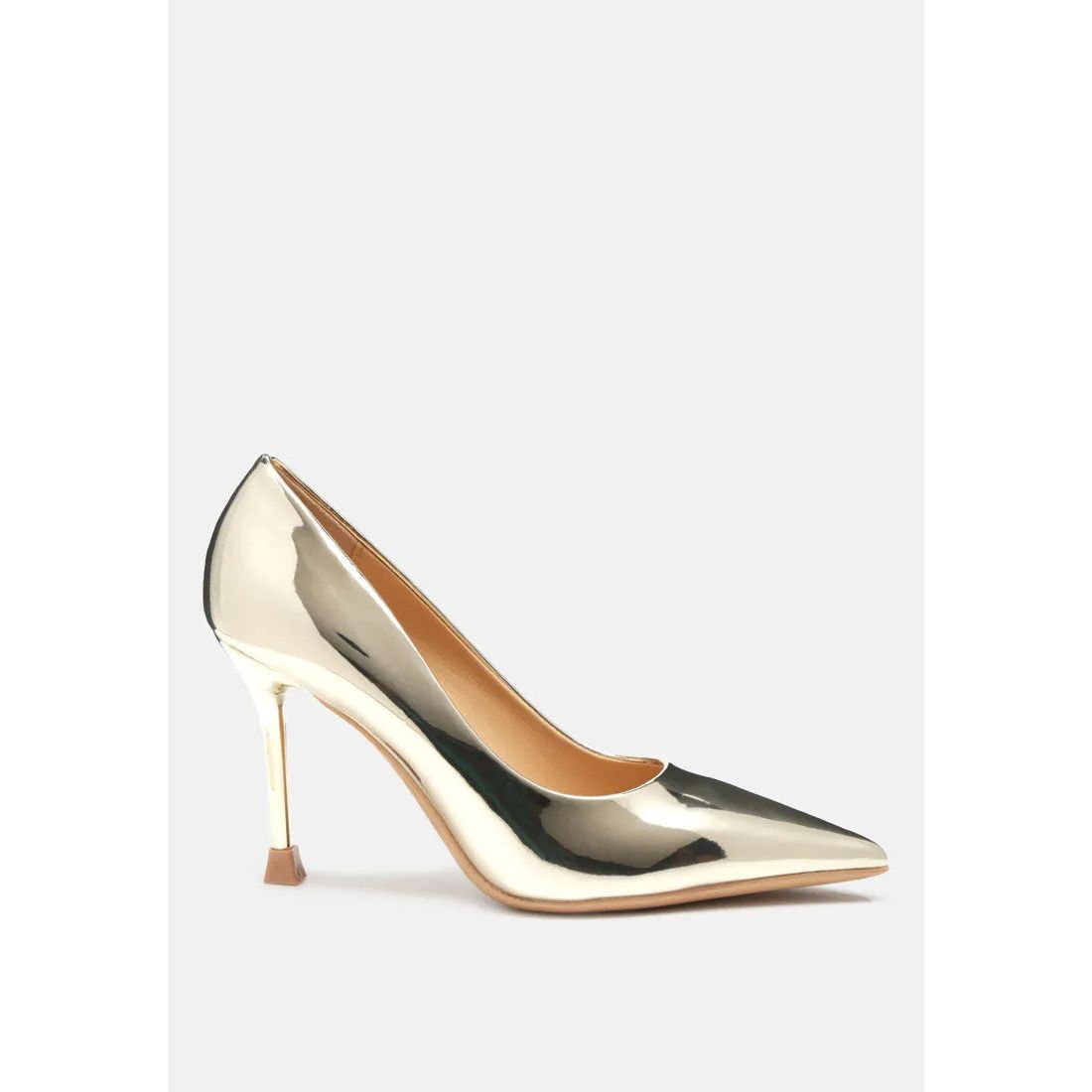 Poudre Metallic Patent Faux Leather Pumps.