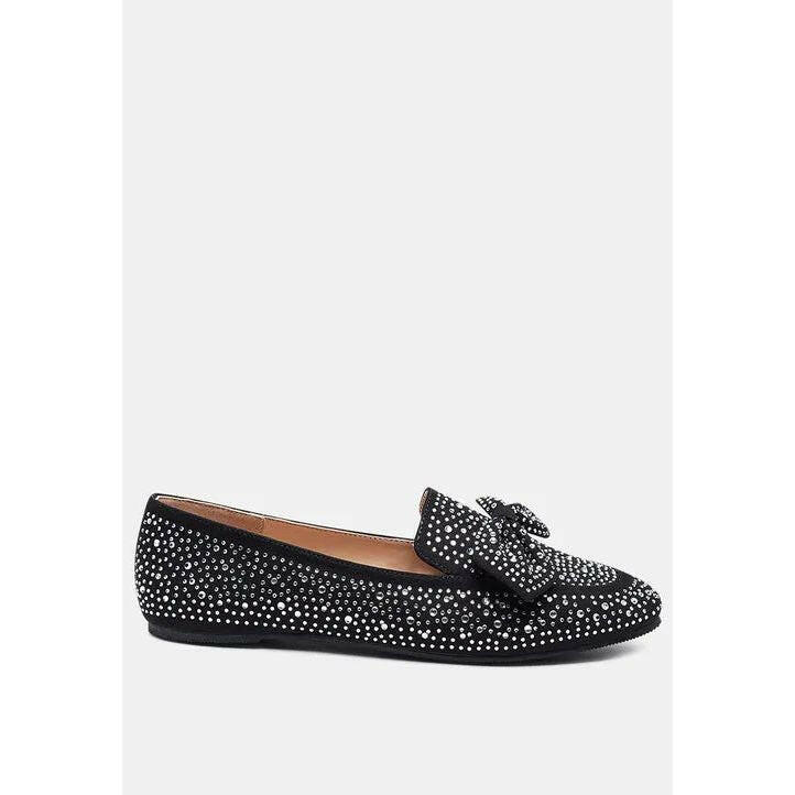 Dewdrops Embellished Casual Bow Loafers.