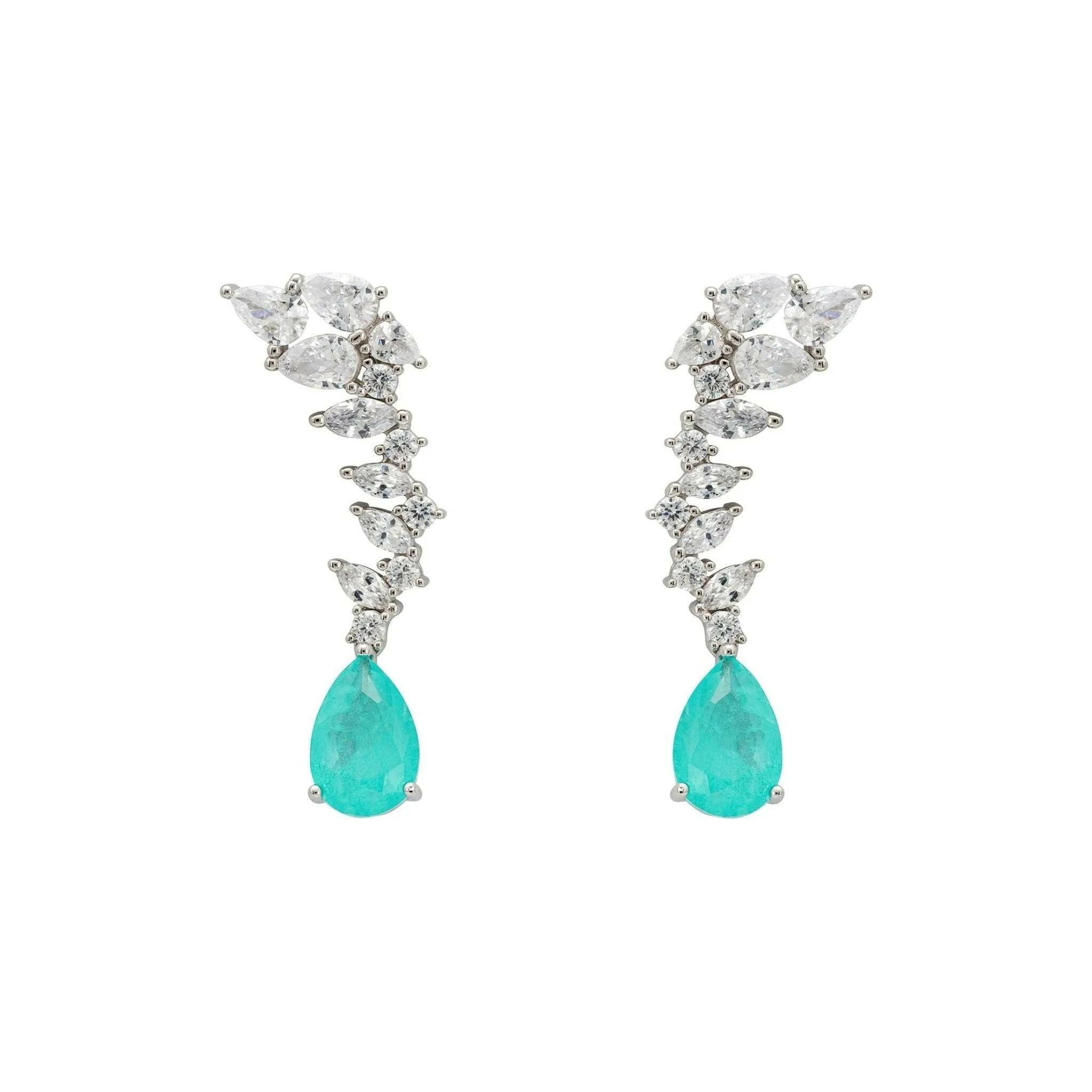 Henriette Teardrop Earrings Paraiba Tourmaline Silver.