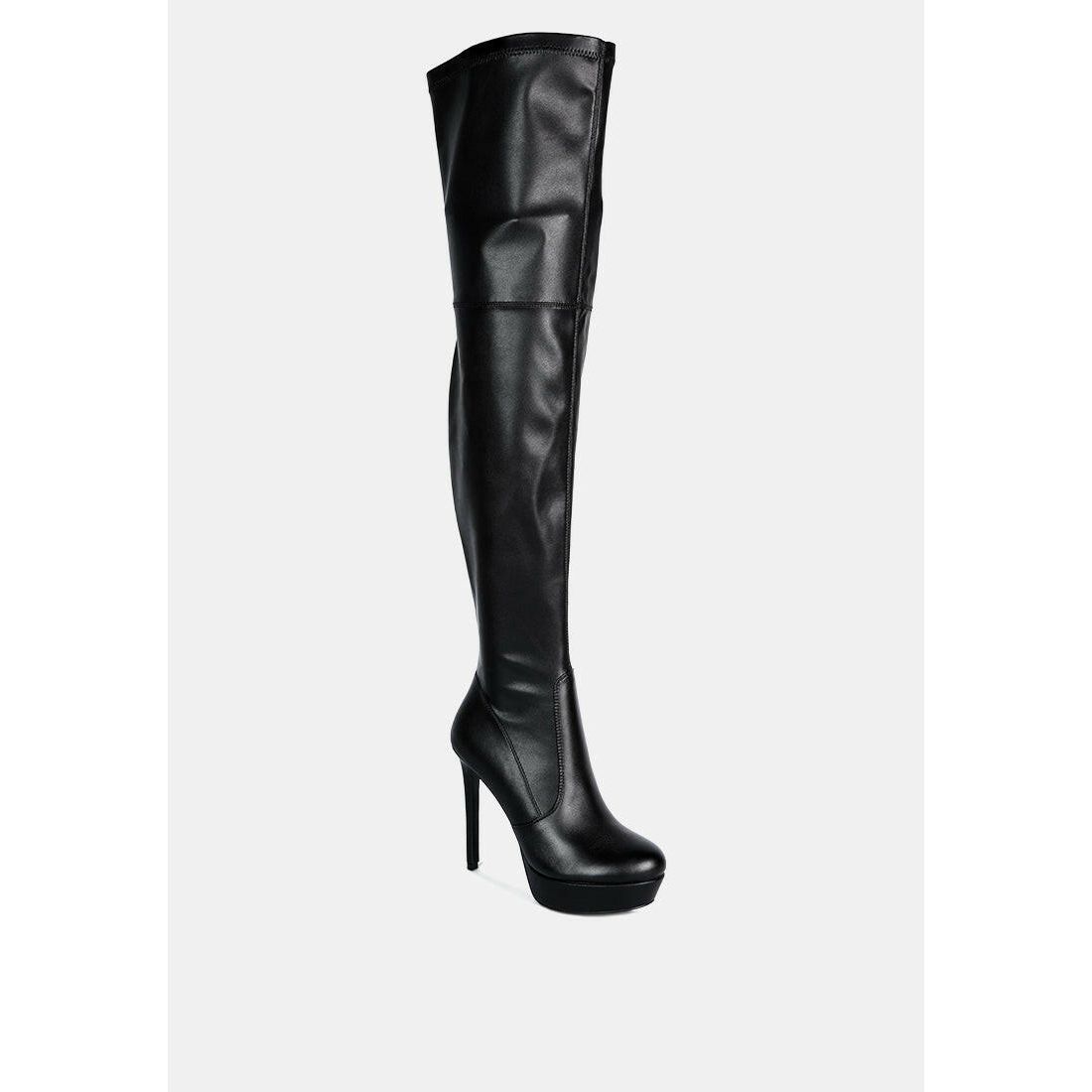 Marvelettes Faux Leather High Heeled Long Boots.