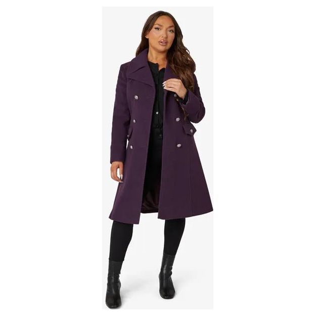 Wool Blend Double Breasted Midi Coat.