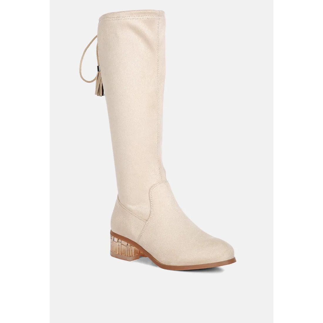 Francesca Tassels Detail Short Heel Calf Boot.