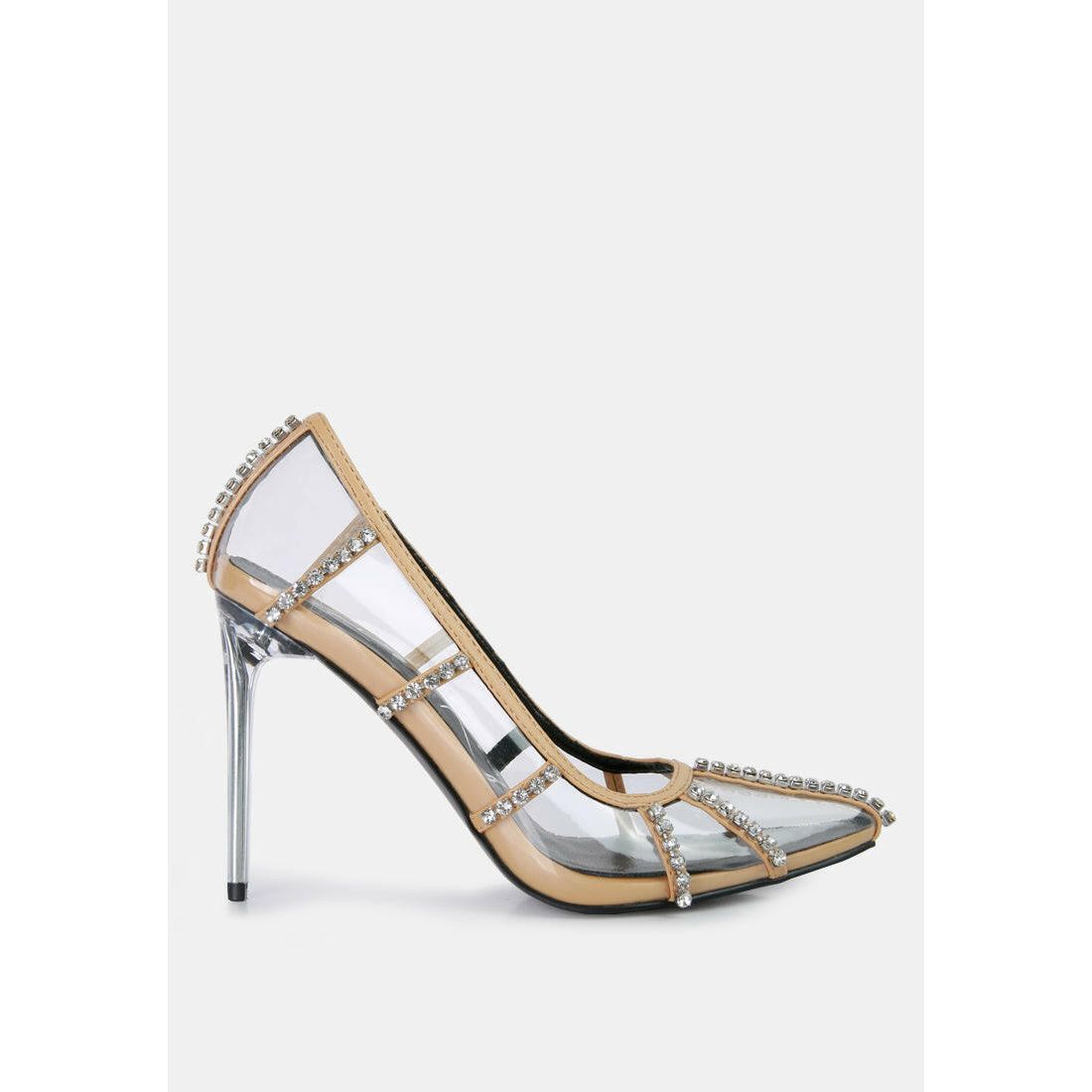 Diamante Clear Stiletto Heel Pumps.