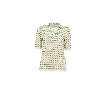 Light Weight Short Sleeve Cotton Knit Blouse Marine.