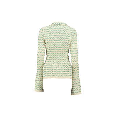 Light Weight Long Sleeve Cotton Knit Blouse Green.