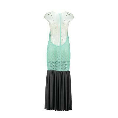 Open Back Cotton Crochet Dress Green on Black.