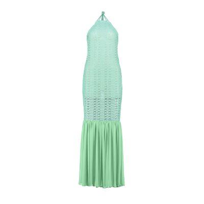 Open Back Cotton Crochet Dress in Green.