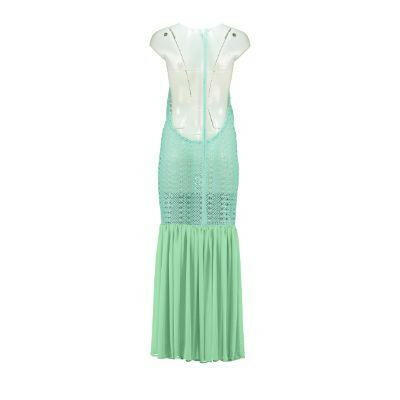 Open Back Cotton Crochet Dress in Green.