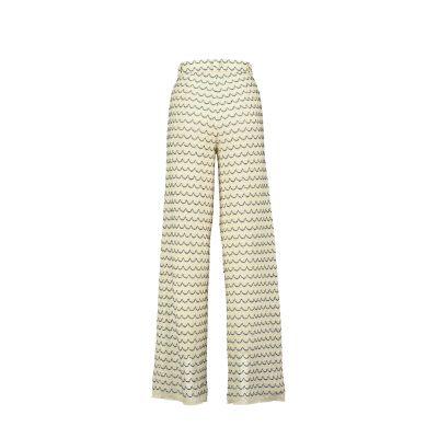 Light Weight Cotton Knit Long Wide Trousers Marine.