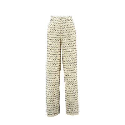 Light Weight Cotton Knit Long Wide Trousers Marine.