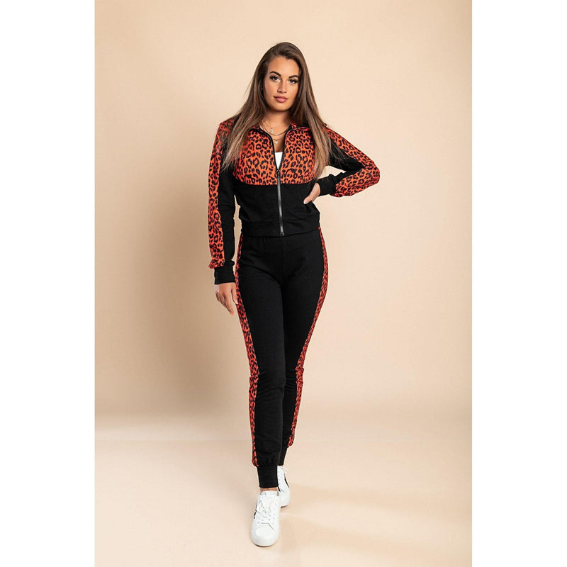 Segovia Leopard Print Tracksuit Set Red.