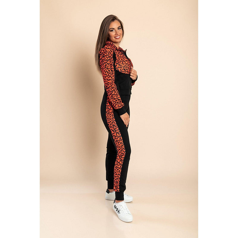 Segovia Leopard Print Tracksuit Set Red.