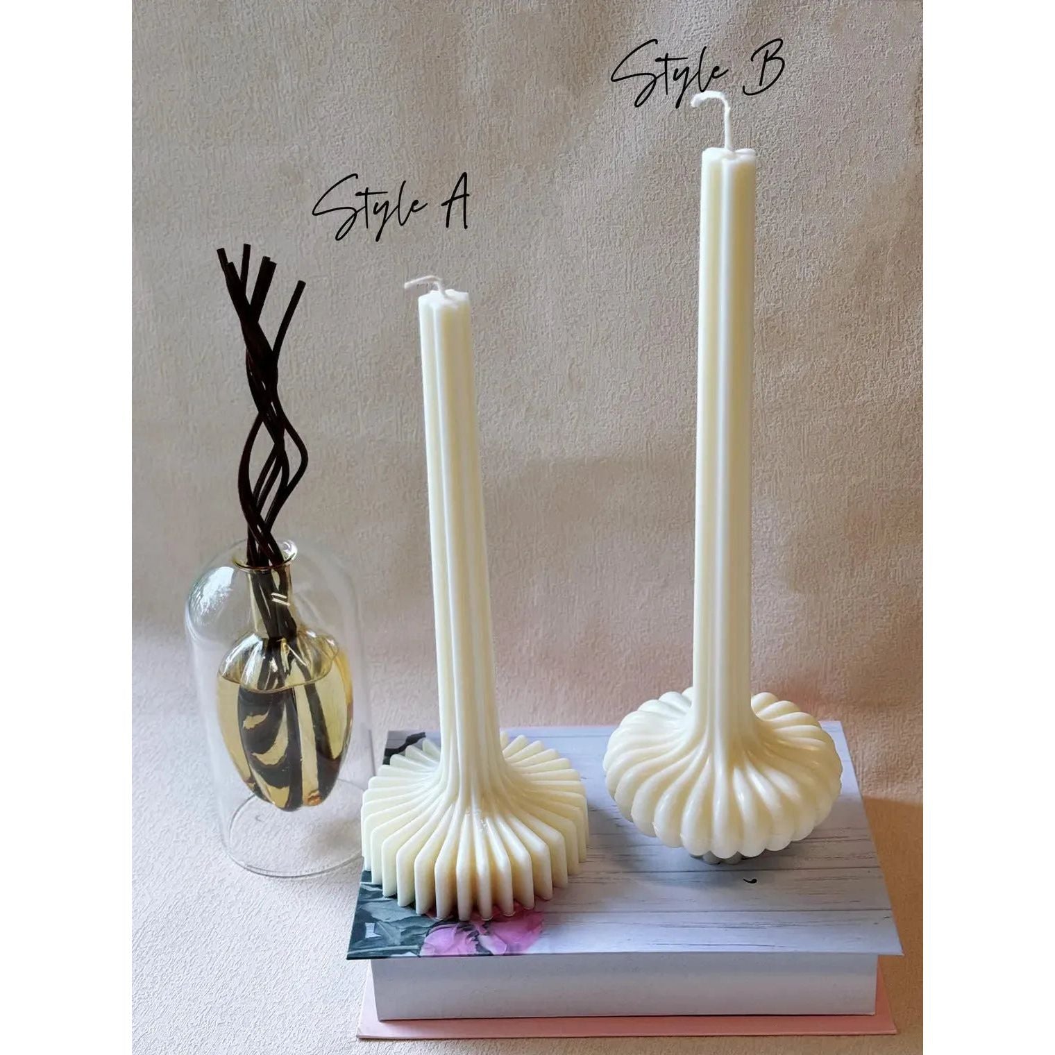 Elegant Latern Pillar Soy Wax Sculpture Candle.