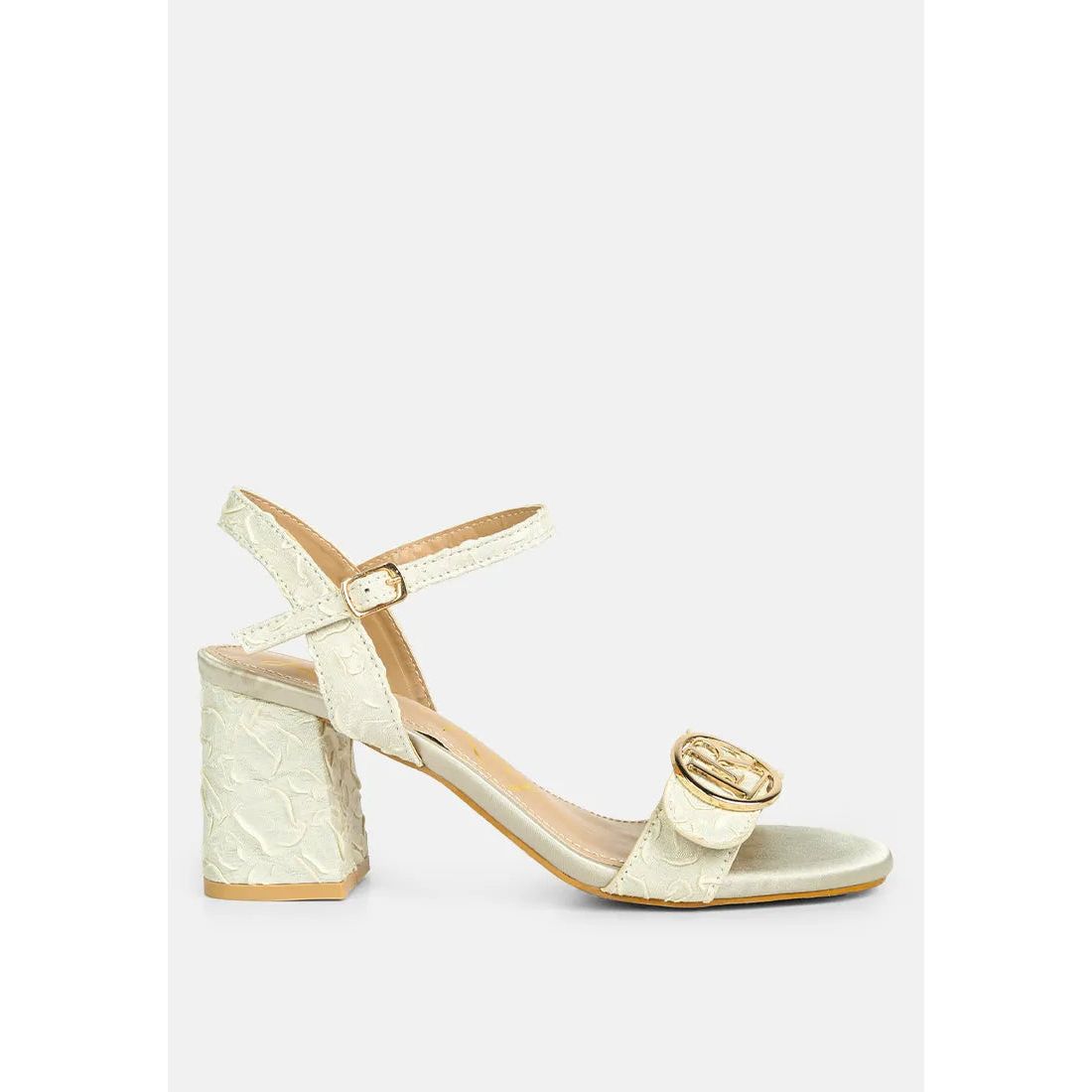 Chaplet Textured Block Heel Sandals.