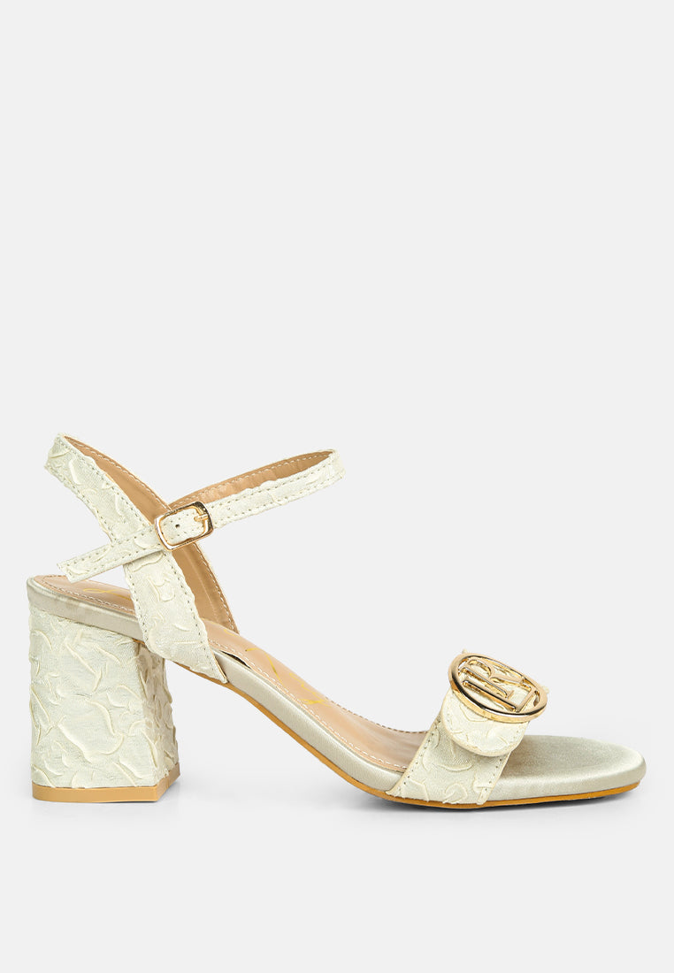 Chaplet Textured Block Heel Sandals