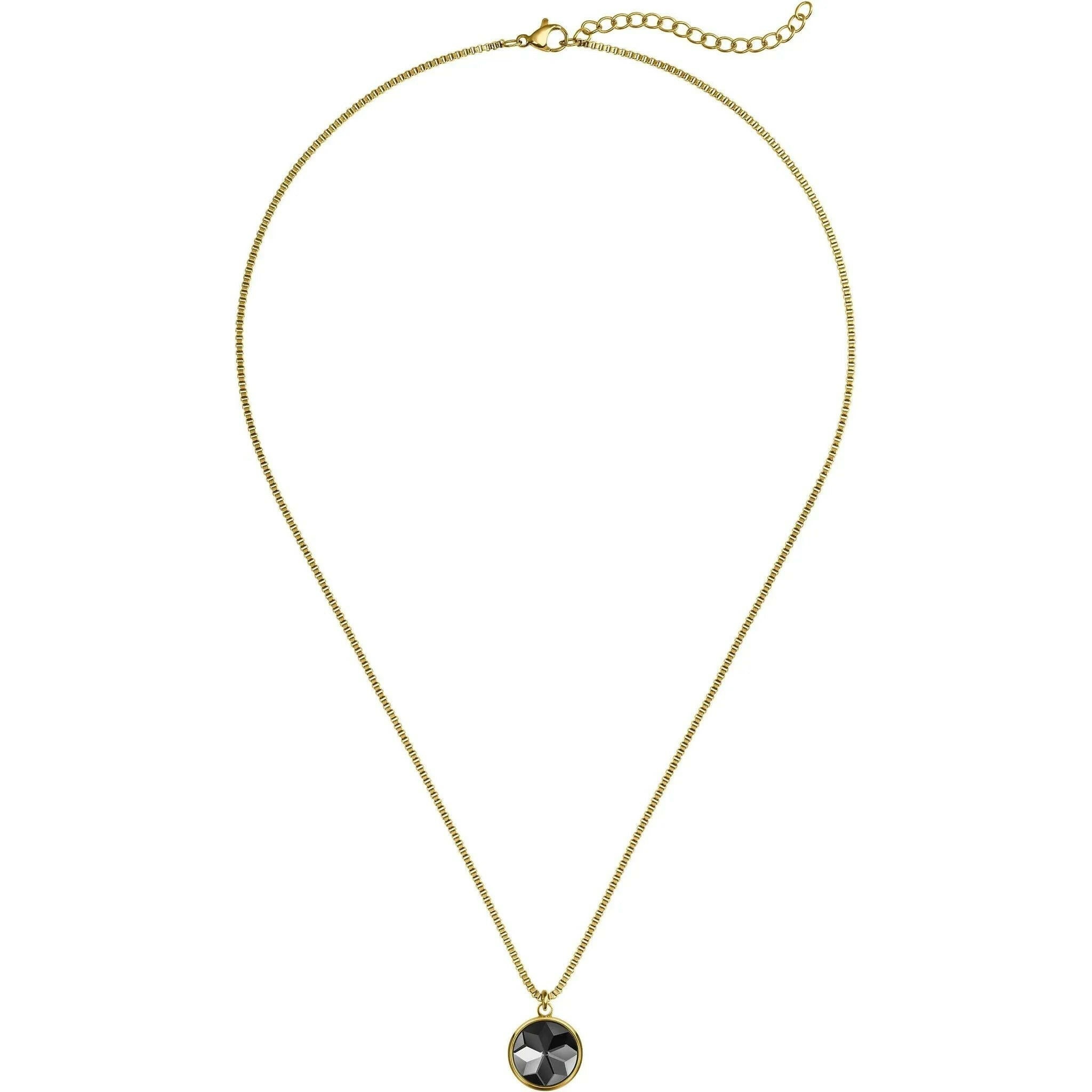 Facet Pendant Necklace Gold Black.