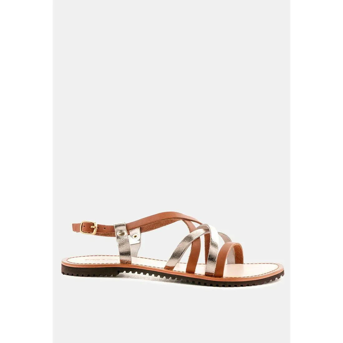 June Strappy Flat Leather Sandals.