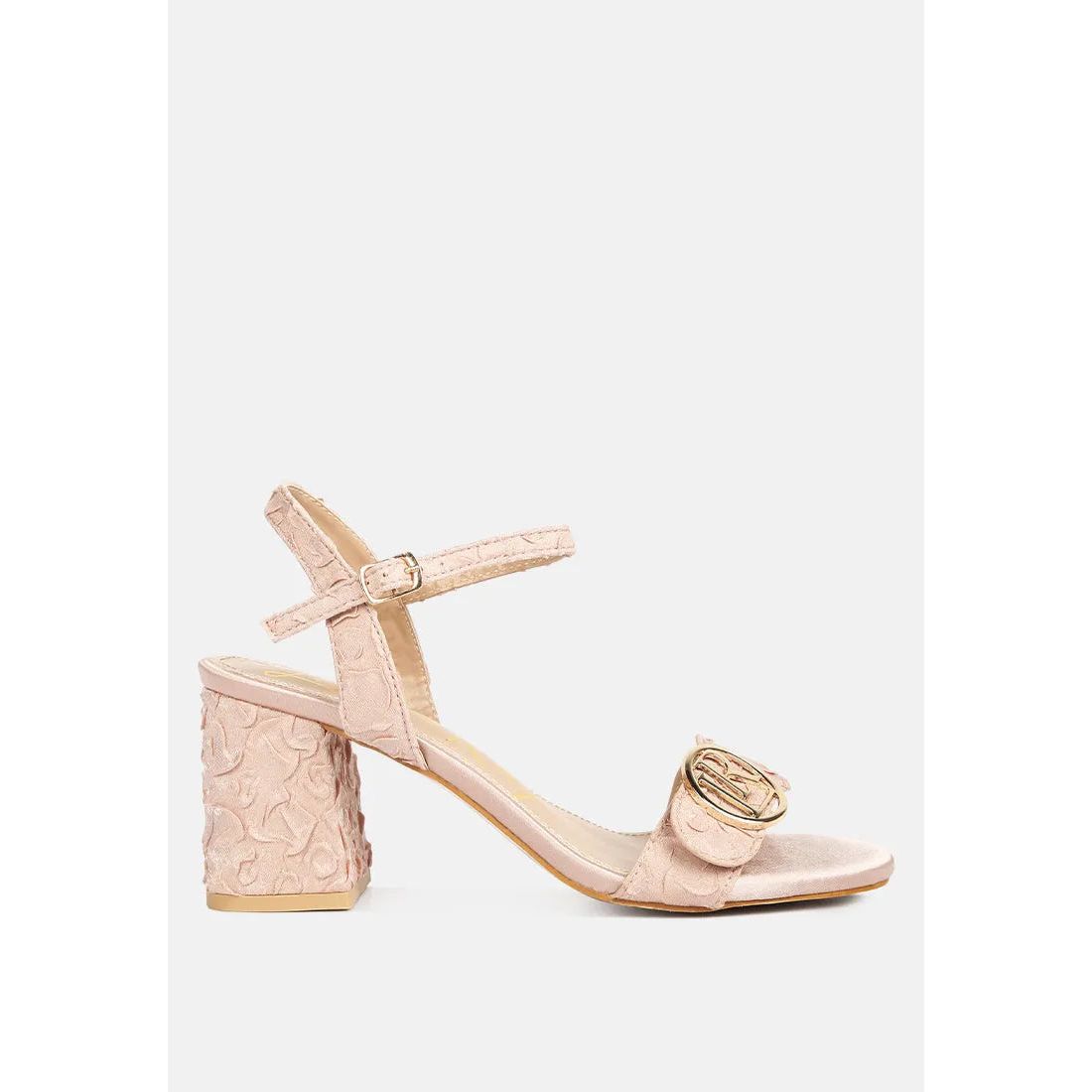 Chaplet Textured Block Heel Sandals.