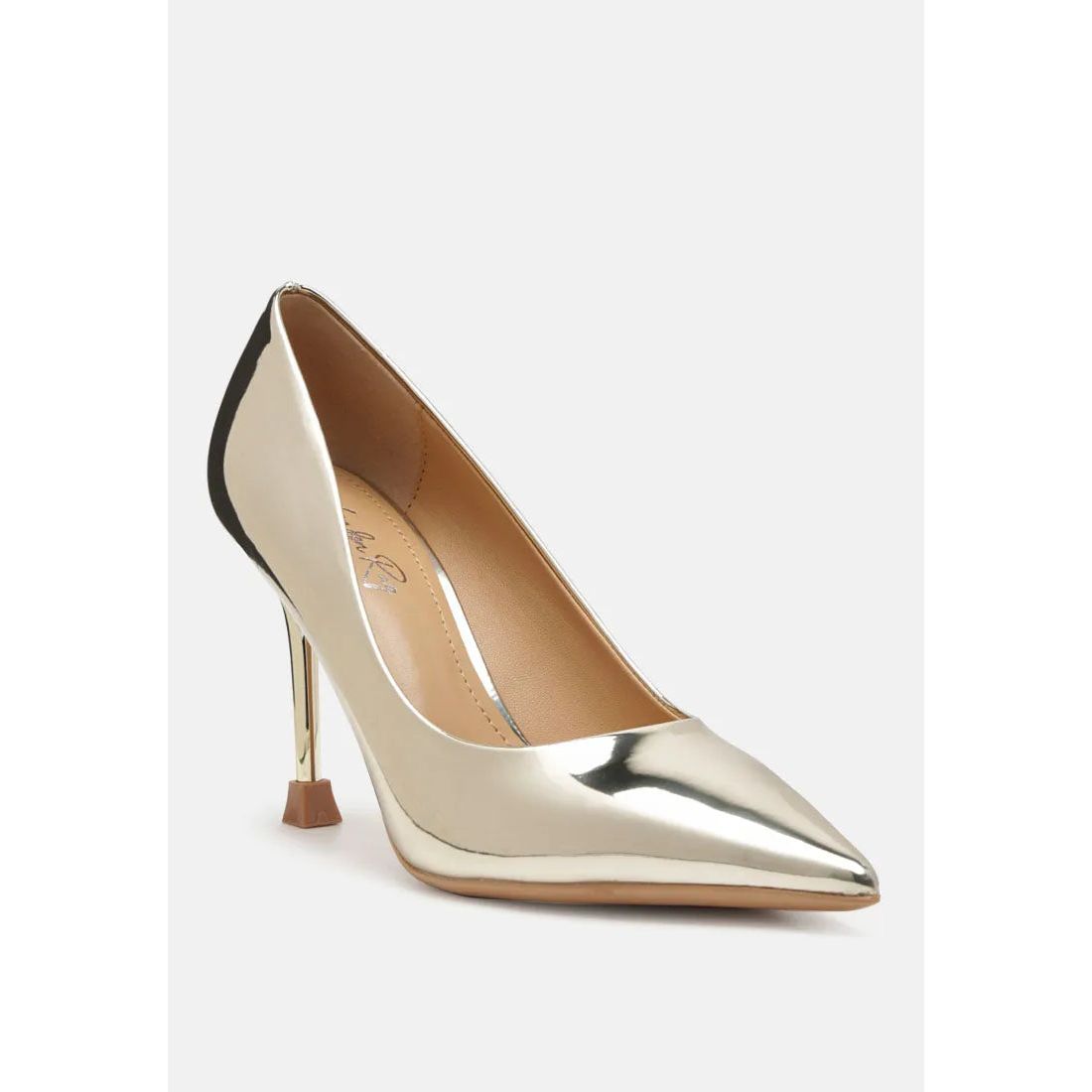 Poudre Metallic Patent Faux Leather Pumps.