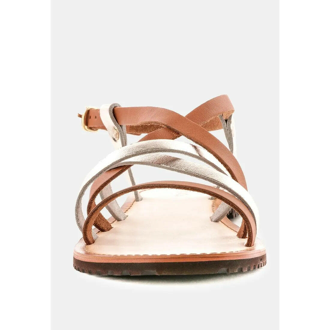 June Strappy Flat Leather Sandals.