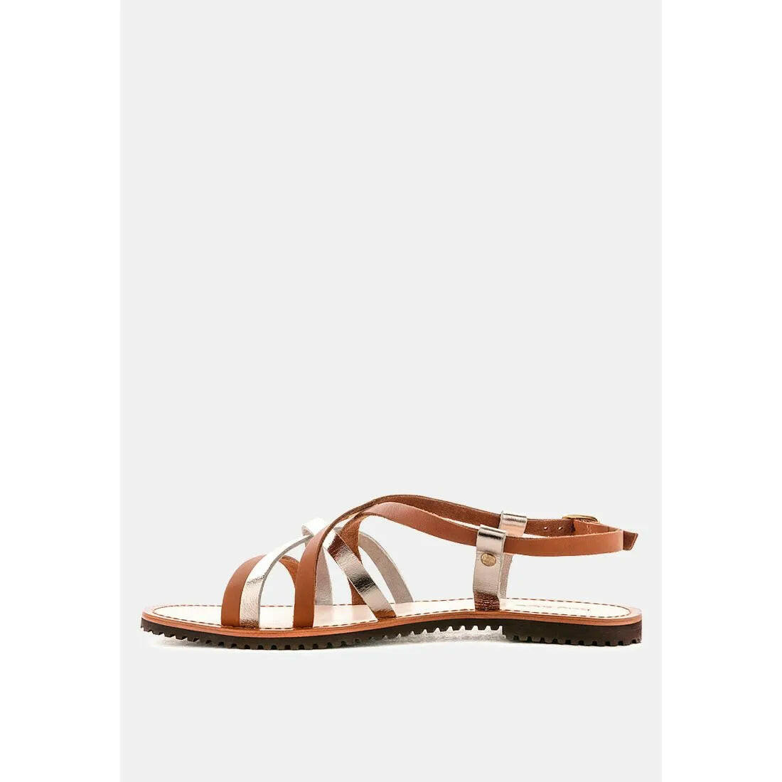 June Strappy Flat Leather Sandals.