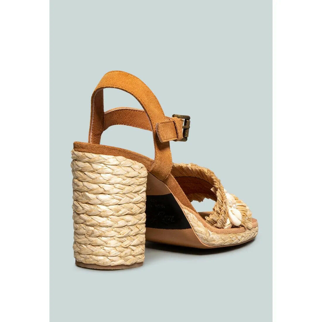 Willis Cowrie Raffia Handmade Block Sandal.