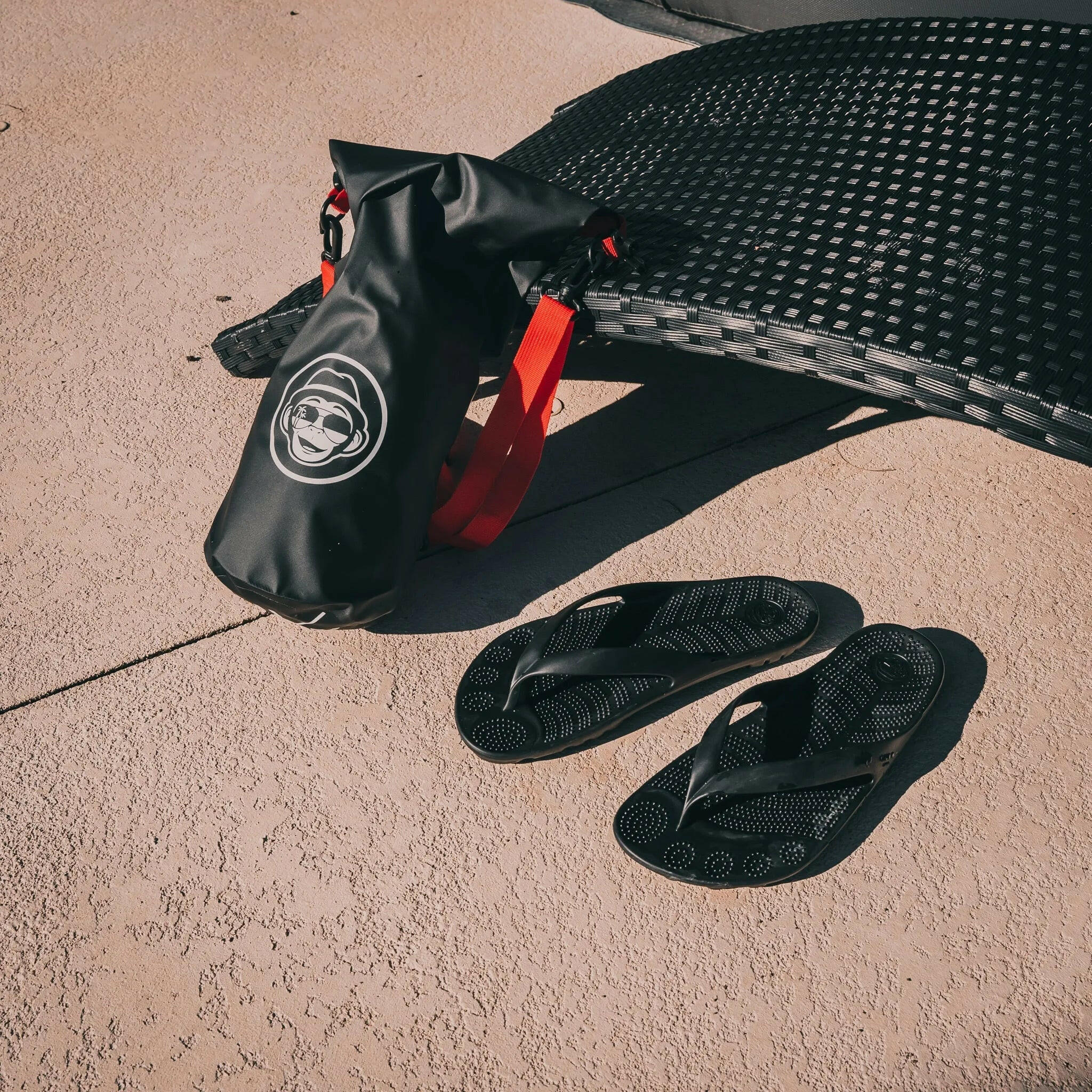 Pirate Black Flip Flops & Drybag by GUDO.