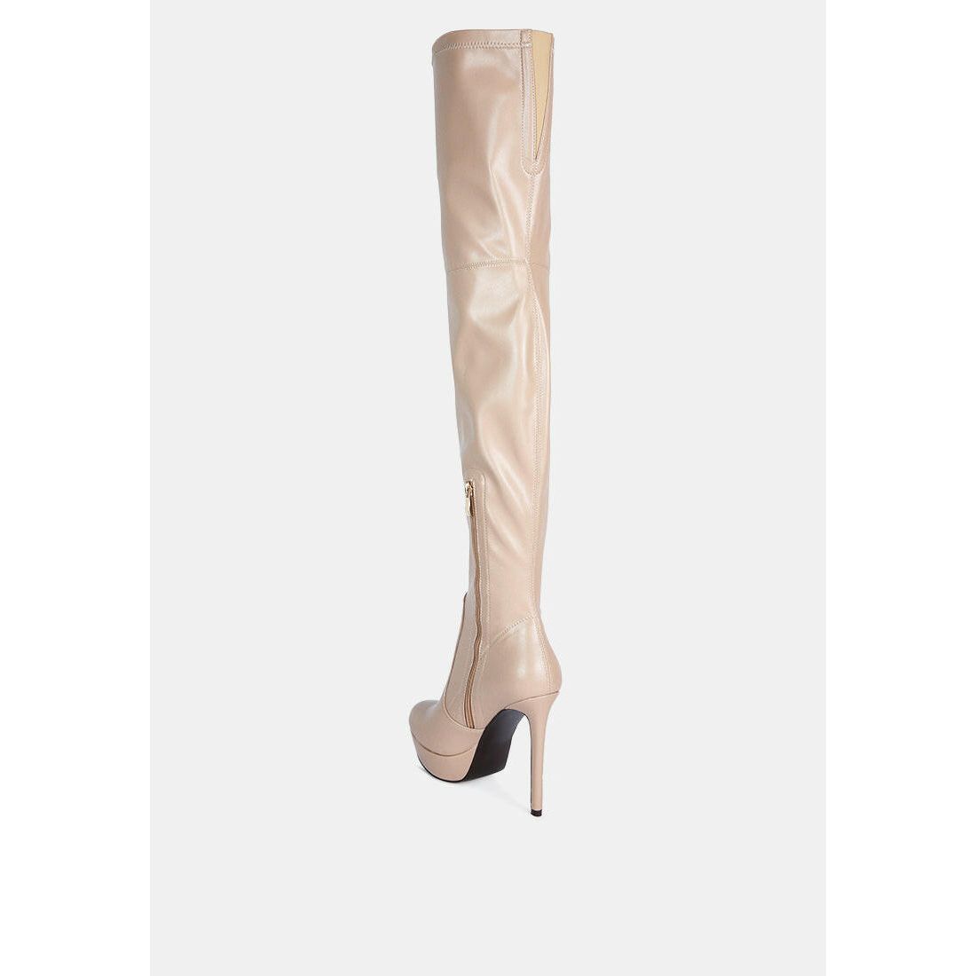 Marvelettes Faux Leather High Heeled Long Boots.